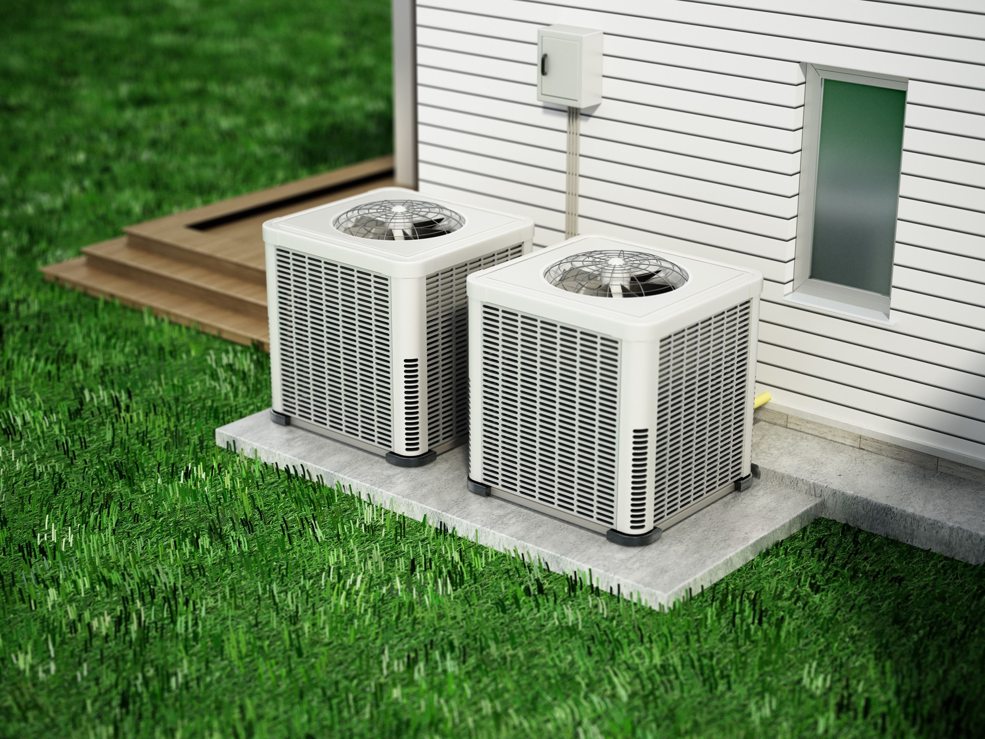 Heat pumps outside the house